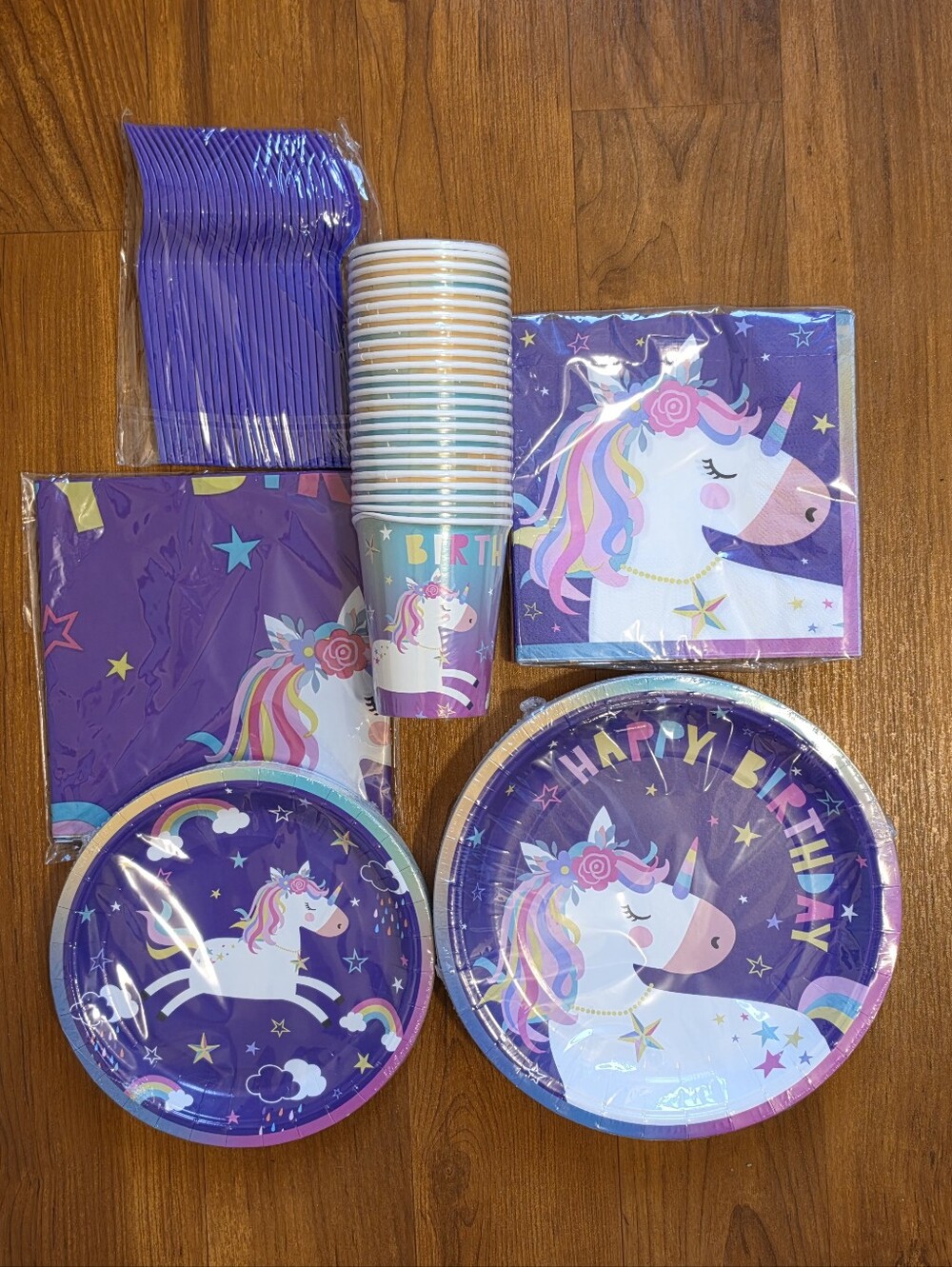 Purple Unicorn Birthday Party Tableware Set